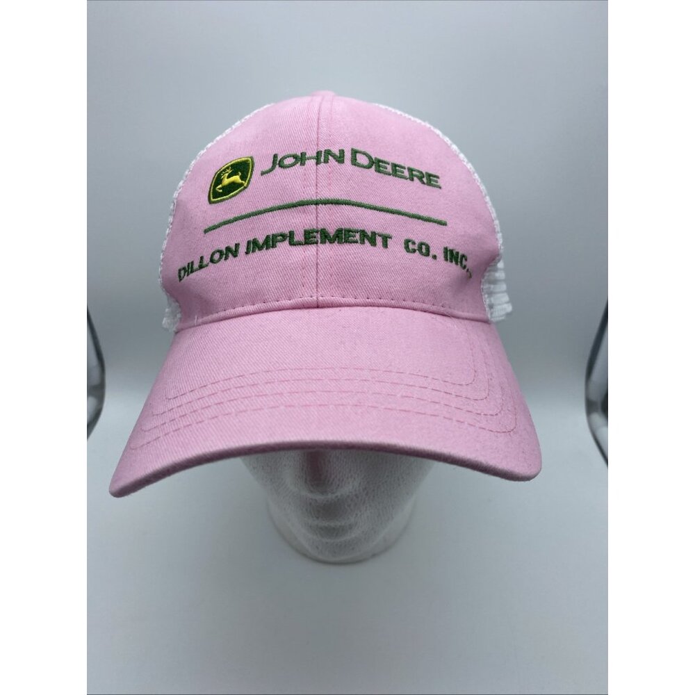 John Deere Pink Trucker Hat Cap Adjustable Hook & Loop Dillon Implement Co